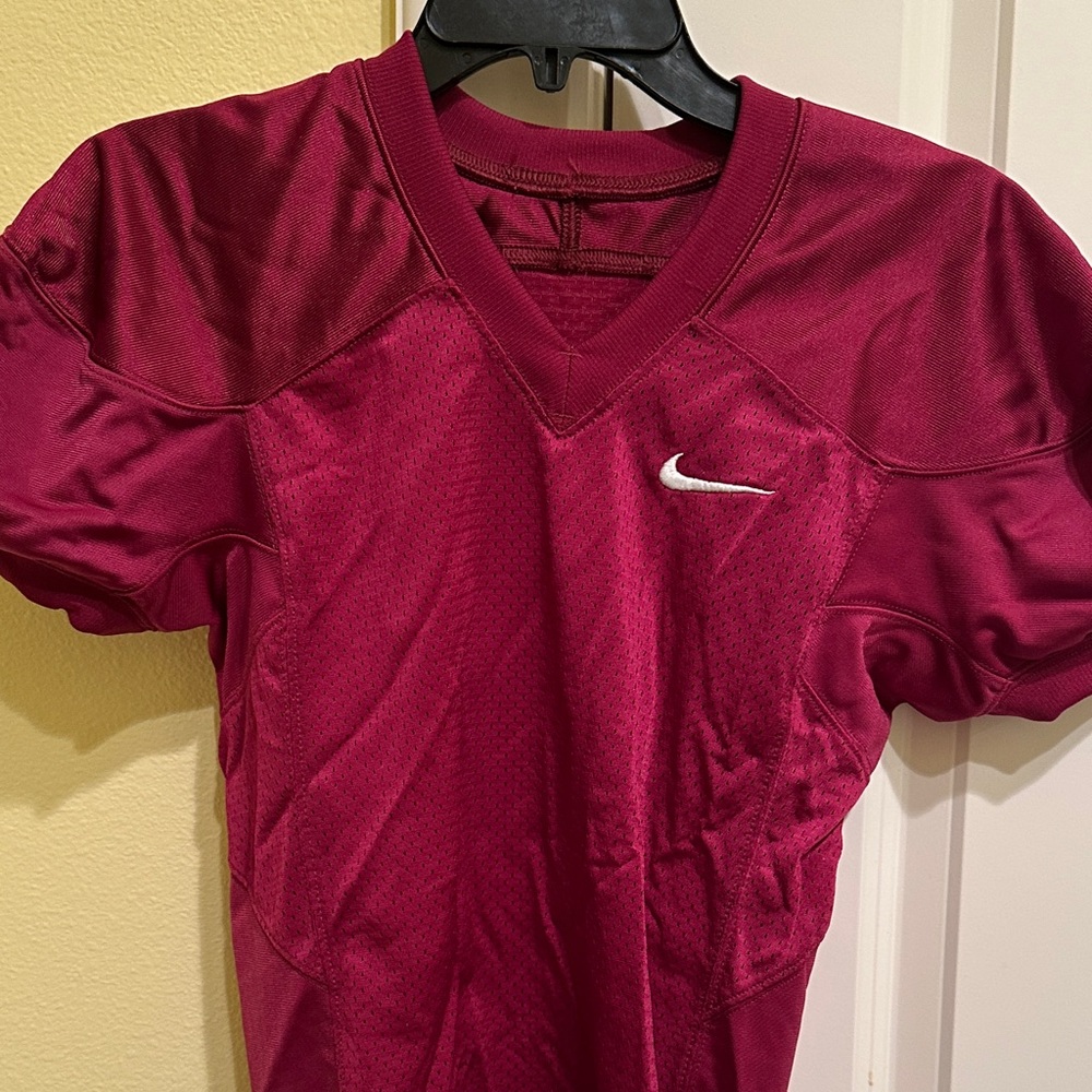 Nike Burgundy Sports Tee with White Swoosh